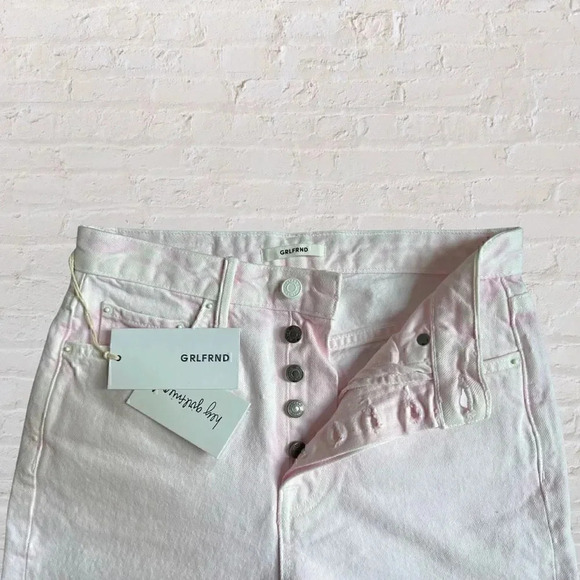 NWT GRLFRND Denim Mica Crop Super High Rise Raw Frayed Hem Straight Leg Jeans Si - Picture 6 of 9